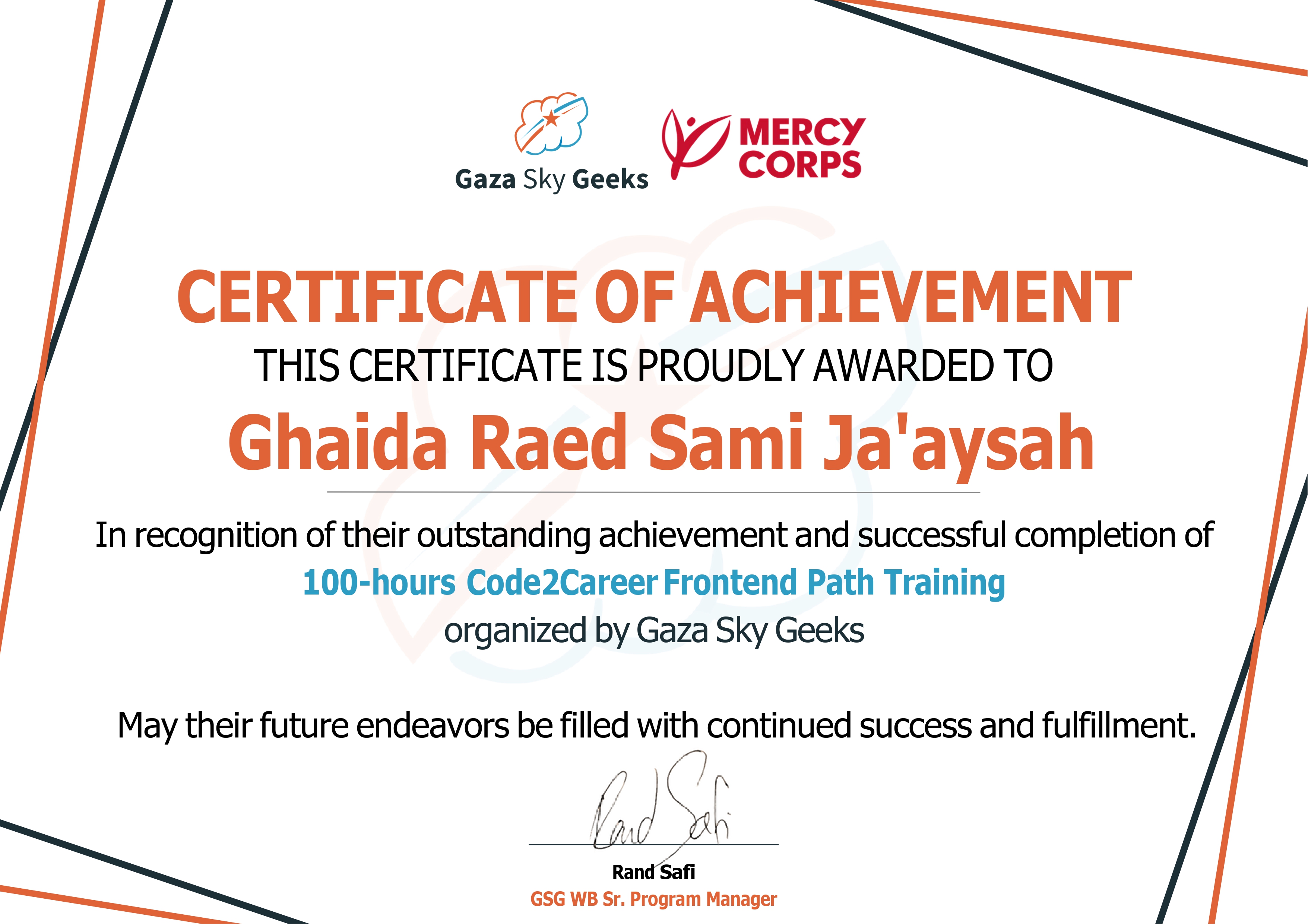 Code2Career certificate